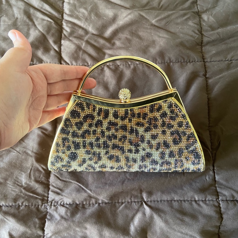 Cheetah crystal clutch and on the shoulder purse